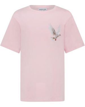 Sour Figs Flying Dove Print T-Shirt - Pink