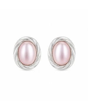 Pearl Code Pearl Stud Earrings – Parisian Classic Style - Pink