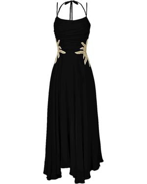 ALINA CERNĂTESCU Solstice Silk Mini Dress With Drapery And Hand Sewn Embroidery - Black