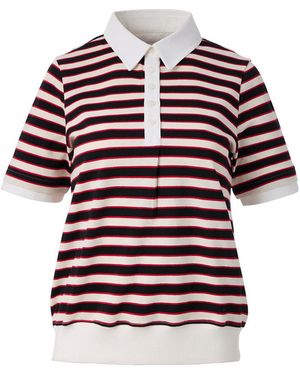 Elune Mode Striped Blouson Top _ Noir Stripe - Red