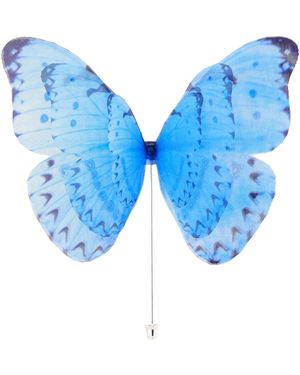 Oana Savu Versatile Large Silk Butterfly Brooch Pin With Pin - Blue