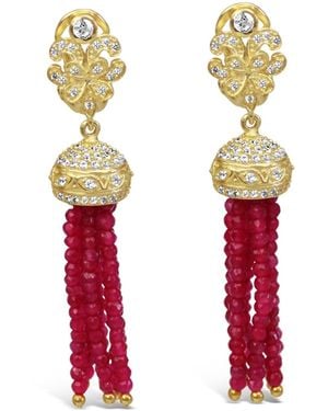 Bellus Domina Sterling Silver Garnet Tassel Earrings - Multicolour