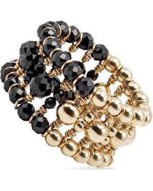 Pas De Marque Filled Spinel Beaded Ring La Bague Duo - Metallic