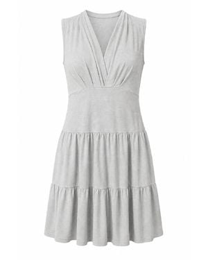 Conquista Sculpted Waist Tiered Dress - Grey
