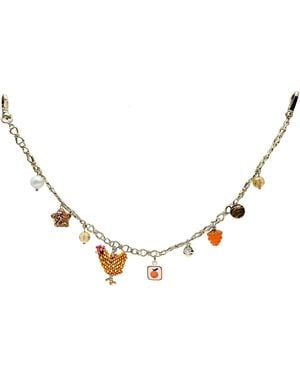 Farra Playful Chicken And Fruits Bag Charm - Metallic