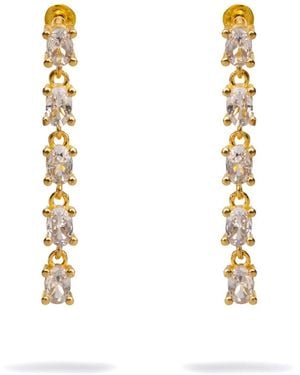 Ebru Jewelry Elegant Drop Down Diamonds Earrings - Metallic