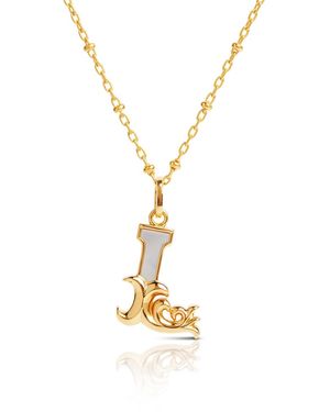Kasun Plated L Initial Necklace With Mother Of Pearl - Metallic