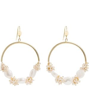 freya rose Seed & Baroque Pearl Large Hoops - Metallic