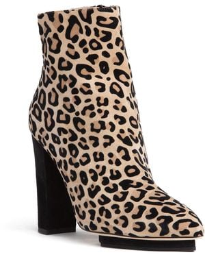 Beautiisoles by Robyn Shreiber Made in Italy Neutrals Tessa Animal Printed Suede Ankle Bootie Block Heel - Black