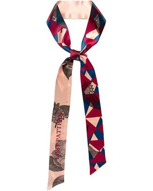 Lost Pattern Prism Silk Skinny Scarf - Red