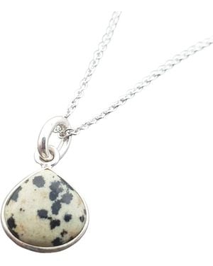 Sophelia Sterling Dalmatian Jasper Gemstone Crystal Heart Charm Necklace - Metallic