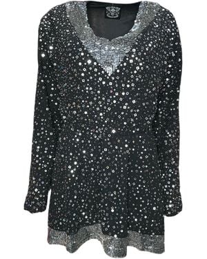 Any Old Iron Sequin High Glam Square Dress - Gray