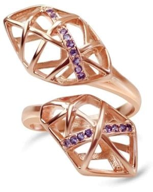 Bellus Domina Plated Amethyst Helical Ring - Metallic