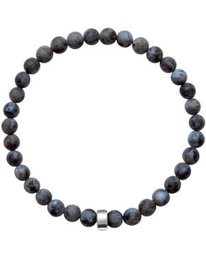 Ora Pearls Aro Men's Larvikite Bracelet Silver Bead - Black