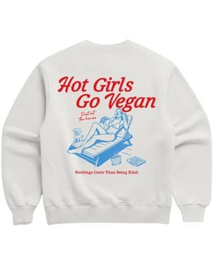 Dont Eat the Homies Hot Girls Go Vegan Crewneck - White