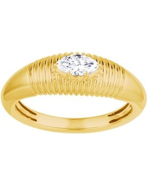 Artisan 14K Marquise Diamond Ribbed Solitaire Ring - Metallic