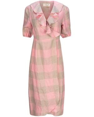 Introvertie VIENNA Cornwall Zesty Rose Linen Wrap Dress Maxi - Pink