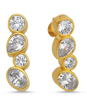 LINYA JEWELLERY Diana Four Stone Earrings - Metallic