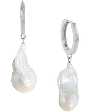 Astor & Orion Baroque Pearl Huggies Sterling - White