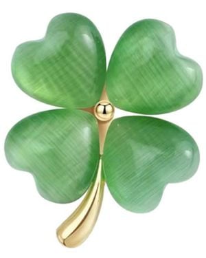 Chanel Joan Elkayam Miniature Enamelled Four Leaf Clover Pin - Green