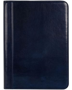 Time Resistance Leather Documents Folder Organizer - Blue