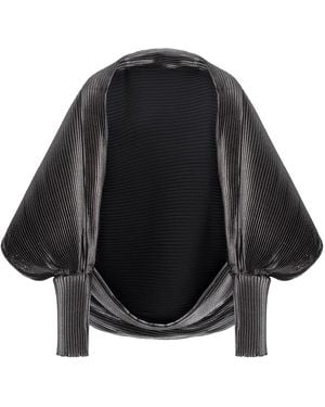Silvia Serban Pleated Voile Scarf-Shawl - Black
