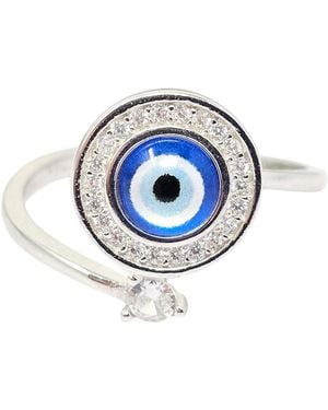 Harfi Evil Eye Fidget Spinner Friendship Sterling Ring - Blue