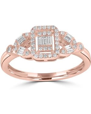 Artisan Rose 18K Rose Baguette Cut Diamond Designer Ring - Pink