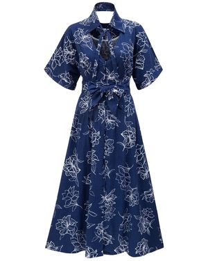 LA FEMME MIMI The Print Kimono Shirt Dress - Blue