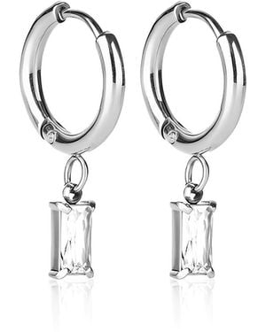 Evie Jewelry Luxe Crystal Drop Huggie Earrings - Metallic
