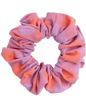 Cafide Vichy Check Scrunchie Hair Tie, Noa - Pink