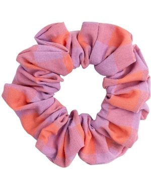 Cafide Vichy Check Scrunchie Hair Tie, Noa - Pink