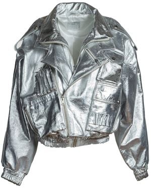 Zasta Studio Galaxy Bomber Leather Jacket - Gray