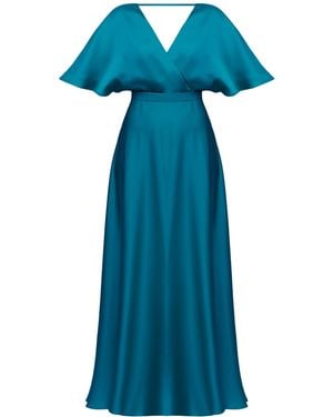 UNDRESS Solene Dark Satin Maxi Dress - Blue