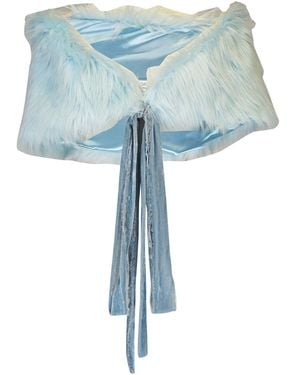 Jennafer Grace Ice Faux Fur Velvet Knot Stole - Blue
