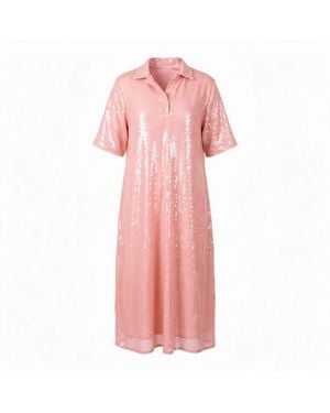 Janara Jones Emily Powder Sequin Midi Shirt Dress - Pink