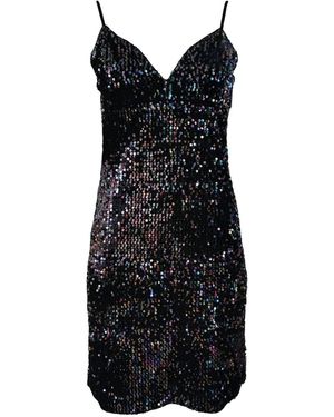 Lalipop Design Sequined Black Velvet Mini Dress
