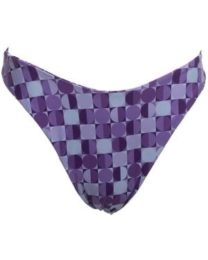 Patti Jane Swim Faye's Geo High Waist Cheeky Bikini Bottoms - Purple
