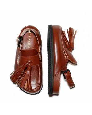 Mafalda Zoe Slingback Tassel Clogs - Brown