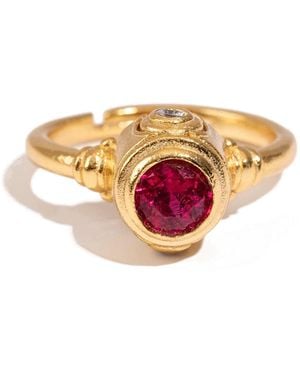 Ebru Jewelry Ruby Flame Adjustable Ring - Pink