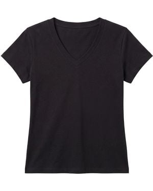 Brodie Cashmere Relaxed Fit V Neck Tee - Black