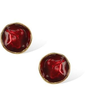 Retro Chic Enamel Ripple Earrings - Red