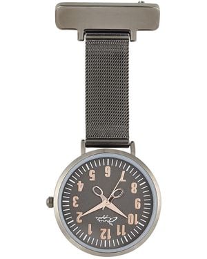 Bermuda Watch Company Annie Apple Rose & Gunmetal Mesh Nurse Fob Watch - Grey