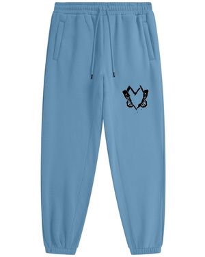X Ilona Blue Heart With Wings Mist Signature Streetware Fleece Sweatpants - Blue