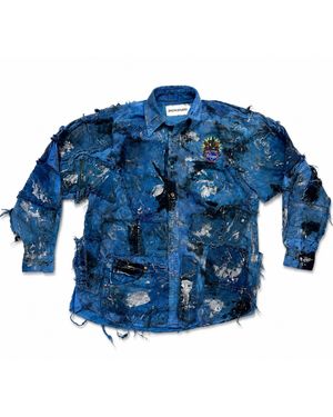 Zasta Studio Wearable Ruins Shredded Denim Coloured Shirt F - Blue