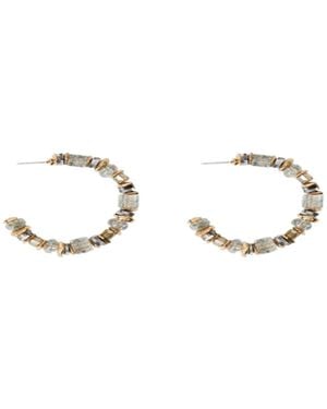 Saachi Beaded Crystal Hoop Earring - Metallic