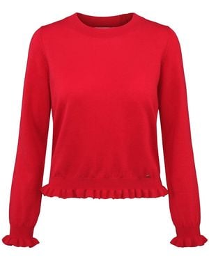 tirillm Aspen Merino Wool Jumper With Frills - Red