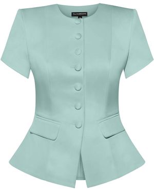Tia Dorraine Romantic Glow Short Sleeves Blazer - Blue