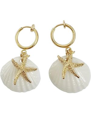 POPORCELAIN Porcelain Shell And Sea Star Clip-On Earrings - Metallic