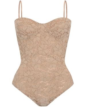 Malo Neutrals Lace Bodysuit - Brown
